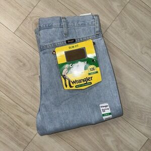 Wrangler Denim Cowboy Cut Slim Fit 936 Jeans Size 32X34 Light Wash NWT Retro